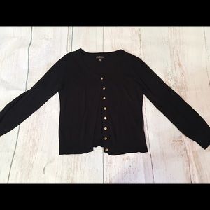 Lightweight black cardigan with gold buttons